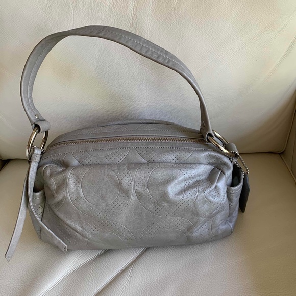 Coach Light Silver Grey Leather Satchel/Shoulder Bag - Picture 5 of 9